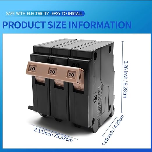 C3103-Pole 10-Amp Circuit Breaker, Type C3/4-Inch Plug-On Molded Case Circuit Breaker, Thermal Magnetic Protection, 10 KAIC, 120/240V