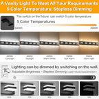 SOLFART 5 Lights Bathroom Light Fixtures Modern Bathroom Lights Over Mirror Black Vanity Lights for Bathroom LED Light Fixture Restroom 5 Color Temperature Adjustable 5CCT