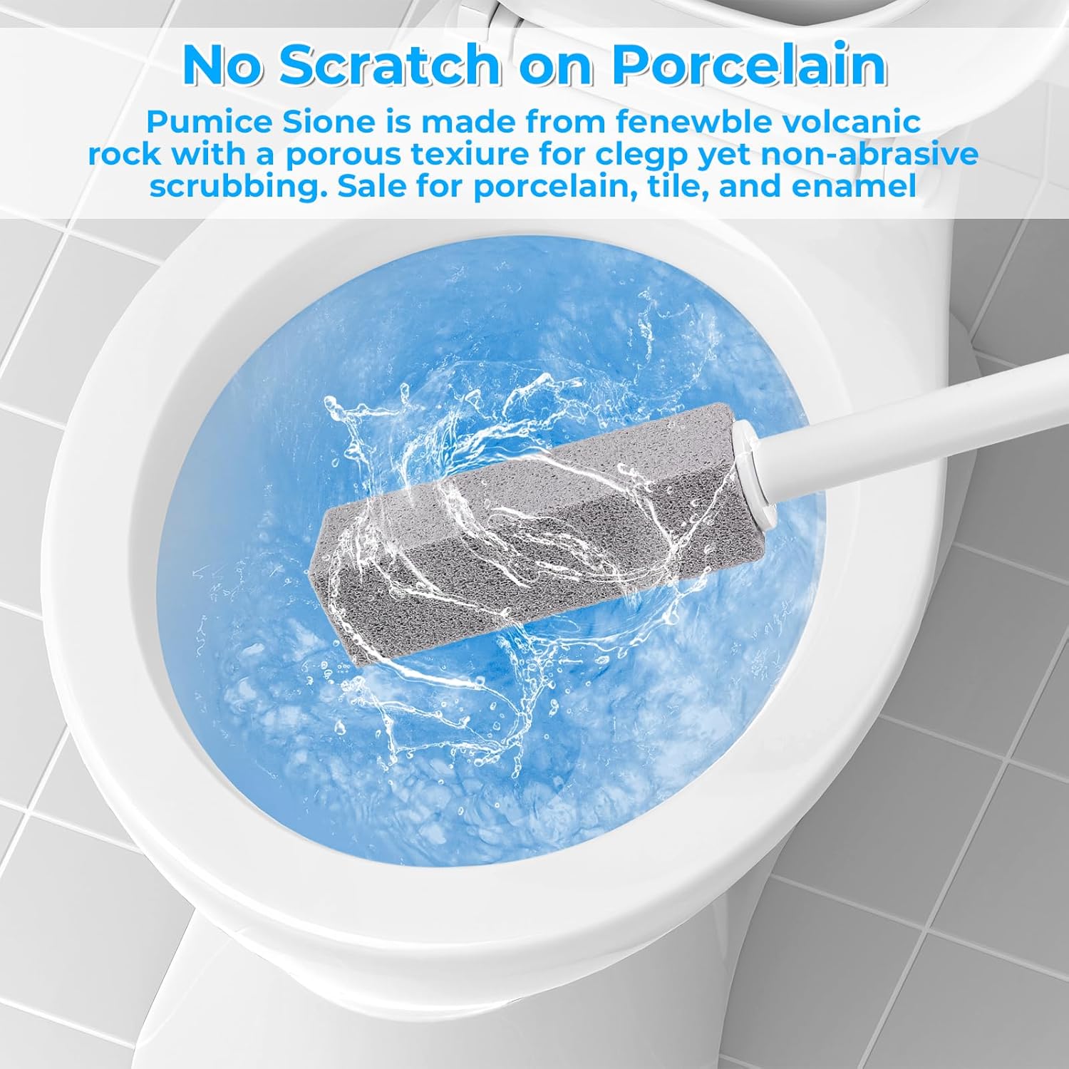 Pumice Stone Toilet Bowl Cleaner, 12Pcs Toilet Pumice Stone with 2pcs 13inch Extra Long Handle for Toilets, Bathroom, Kitchen, Sink, Pool, Tile, Grill