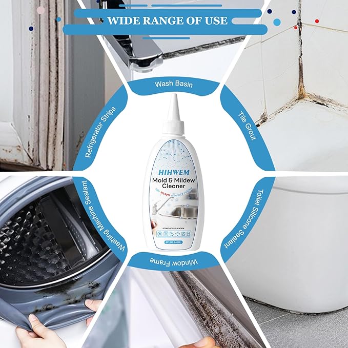 Mold Mildew Remover Gel Washing Machine Cleaner Grout Cleaner Household Stain Remover Gel for Home Sink Kitchen Showers 8 fl.oz