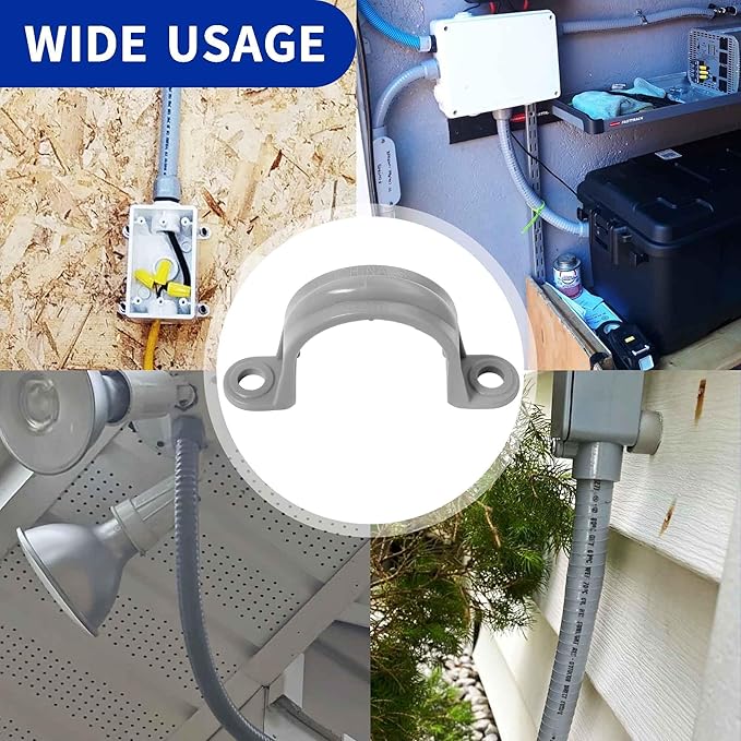 (1" Conduit Strap 30 Pack) Yariwiz 1 inch Plastic PVC Flex Electrical Conduit Strap Clamp Fittings