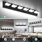 Aipsun Black Bathroom Light Fixtures - 6 Modern Vanity Lights with LED, Over Mirror (White Light, 6000K)