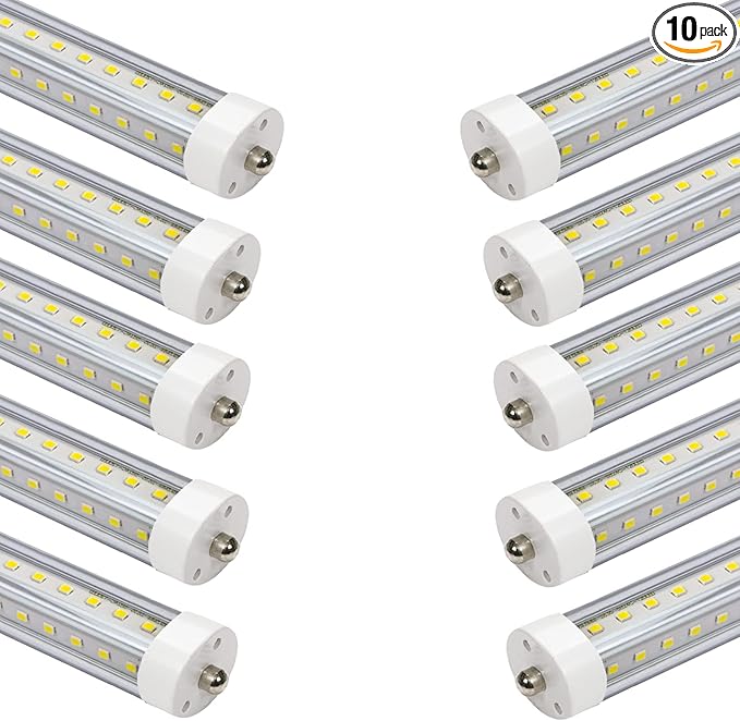 4ft T8 LED Tube Lights,36W 3600lm,White 6500K,Single Pin FA8,45.8 inches End to End,F48T12 CW 4ft LED Tube Replacemen,Ballast Bypass,Double End Power for Shop,Sign,Warehouse,Pack of 10