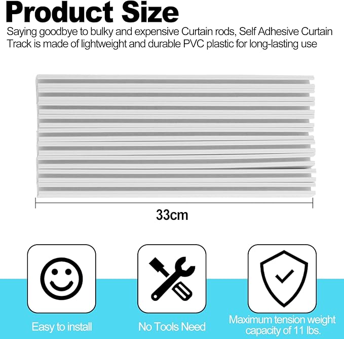 Self Adhesive Curtain Track,9.8FT Ceiling Curtain Track No Drill,Curtain Track Ceiling Mount, Curtain Track for RV,Trailer,Home