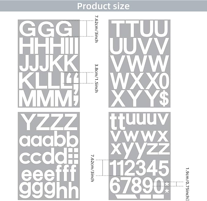 Outus 8 Sheets Vinyl Letter Stickers Self Adhesive Mailbox Alphabet and Numbers Outdoor Vinyl Letters for Scrapbooking Crafts Bulletin Board Classroom School Supplies(3 Inch,White)