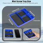 Magnet Tool Tray Aluminum Alloy Screw Tray with Tool Holder RC Parts Fixing for 1/10 RC Cars, Drones, Phone, Computer, Eyeglass, Electronic Multi-Compartment Anti-Loss Organizer Storage Box(Blue)