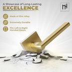 Mega Handles Prime Dummy Door Handles - 4 Pack Heavy Duty Gold Door Handle, Non-Turning Door Handle for Hallway, Closet & French Doors, Single Side, Fits All Standard Doors - Satin Brass