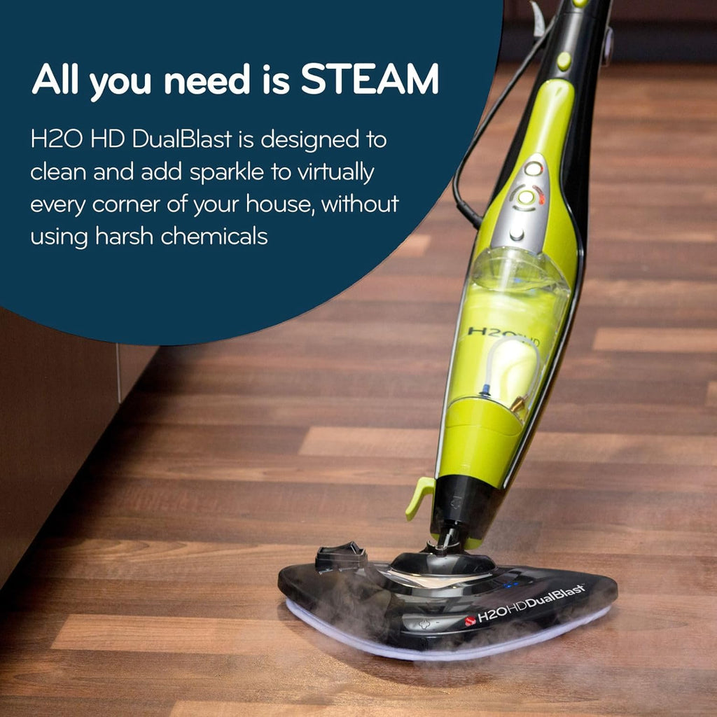 H2O HD 5-in-1 DUALBLAST Steam Mop and Handheld Steam Cleaner For Floor Cleaning, Hardwood Floors, Grout Cleaner, Upholstery Cleaner, Tiles and Carpets