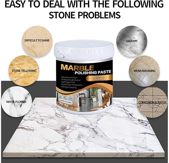 Marble Polishing Paste, Professional Marble Cleaner & Quartz Polish, Stone Sealer & Protector for Countertops, Floors, and Walls – Marble Polishing Compound Kit, 2.2LB (2 Piece)