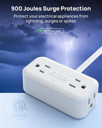 TROND 360° Rotating Plug 3FT Extension Cord, 4 Widely Spaced AC Outlets, Flat Plug Surge Protector, Wall Mount, Surge Protection Power Strip for Travel Kitchen Dorm Room Essentials, White