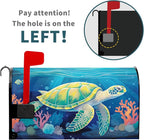 Nautical Sea Turtle Coral Seashell Mailbox Covers Summer Ocean Beach Blue Mailbox Covers Magnetic Standard Size 21x18 Inch Waterproof Mail Box Wraps Post Letter Box Covers Garden Yard Outdoor Decor