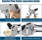 PVC Pipe Cutter for Sch 40 PVC Up to 2-1/2"Pipe Ratchet Pipe Cutter Pex Cutting Tool for Cutting PEX, PVC, PPR Plastic Hoses and Plumbing Pipe(Silver Gray, 64MM)