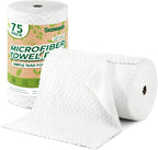Microfiber Cleaning Cloths Roll, 75 Pack Tear Away Microfiber Towels Roll, 12" x 12" Lint Free Rags, Reusable Cleaning Cloths, Washable, Scratch Free,Ultra Absorbent Dish Rags(White Ripple)