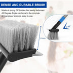 KeFanta Deck Brush with Long Handle, 2 in 1 Floor Scrub Brush for Cleaning, 56" Stiff Bristle Outdoor Scrubber Brush for Patio Concrete Boat Garage Bathroom Kitchen Wall Shower