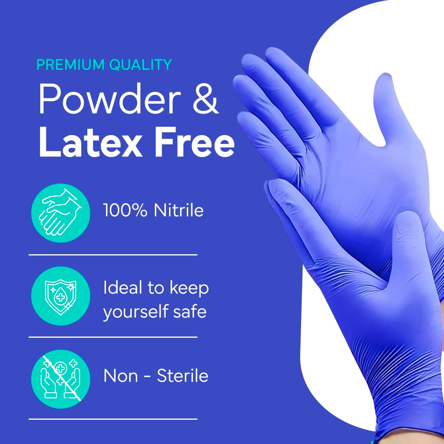 OWELL® Blue Medical Exam Nitrile Gloves – 4 Mil, Powder-Free, Latex-Free, Chemo Rated, Drug Resistant Disposable Gloves