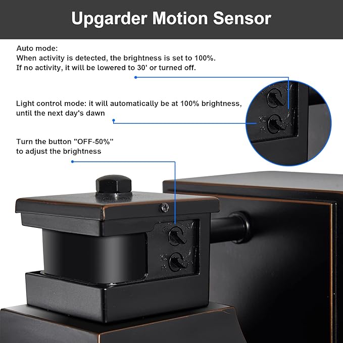 Porch Light with GFCI Outlet Dusk to Dawn Motion Sensor Outdoor Light 3 Light Modes Exterior Light Fixture Waterproof Outside Wall Light for House Patio Garage