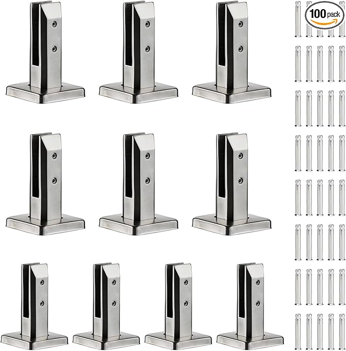 T316 Stainless Steel Glass Railing Clamp,Heavy Duty Glass Railing Spigot,Railing Post Clamp (10, Brush)