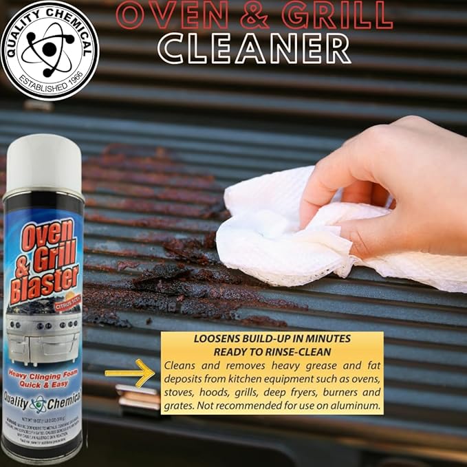 Quality Chemical Oven and Grill Blaster Heavy-Duty Oven Cleaner, Grease and Carbon Remover - 18 oz Can (Pack of 12)