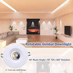 Premium Canless Recessed Gimbal Downlight Rotatable-Spotlight 5 CCT 4 Inch Eyeball Ceilling Potlight, Dimmable Lights Fixture with Junction Box, 8W, White Round Trim, with Baffle, 6P