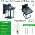 Solar Wall Light Outdoor with 3 Lighting Modes, Dusk to Dawn Led Wall Mount Sconce Exterior Motion Sensor Security Porch Lantern Light Fixture Waterproof for Patio Fence Outside Decorative