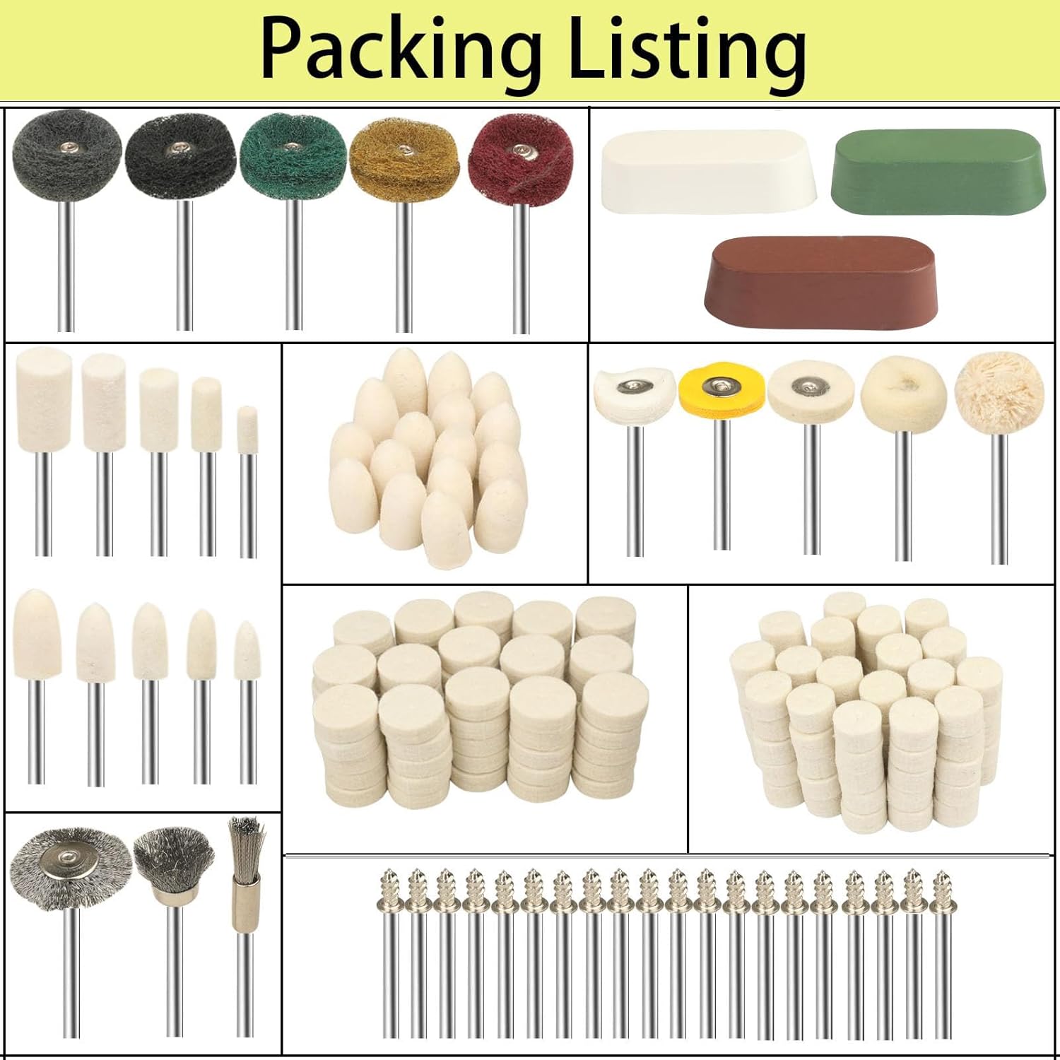 246PCS Polishing Buffing Wheel Polishing Kit for Dremel, Felt Wool Pad Set with Polish Compound, Wheel Grinding Head Point & Mandrel Kit Accessories Tools with 1/8" Shank for Jewelry Metal Polishing