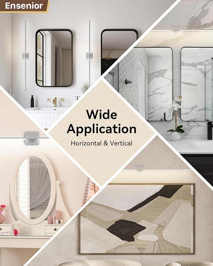 Ensenior Modern Bathroom Vanity Light 48 Inch, Built-in Dimmer, 28W Dimmable 5CCT LED Light Fixture Over Mirror, Matte Grey Bar for Mirror Cabinets Bedroom - FCC Certificated