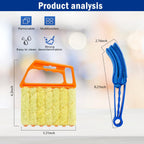 2Pcs Window Venetian 7 Finger Blind Cleaner Duster Tool and 2Pcs dust-Removing Brushes（Orange,Yellow, Blue）