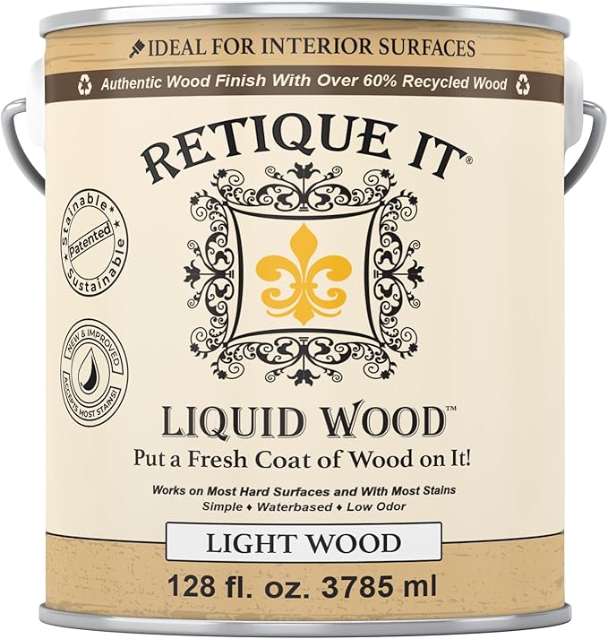 Retique It New and Improved Formula Liquid Wood Coatings - Stainable Primer - Paint It then Stain it (Light Wood, X-Large)