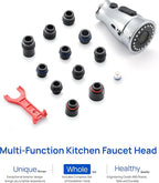 Kitchen Faucet Head Replacement, Pull Down Faucet Spray Head, 3 Function Faucet Tap Spout Sprayer Nozzle for Kitchen Faucet with 11 Adapters, Chrome