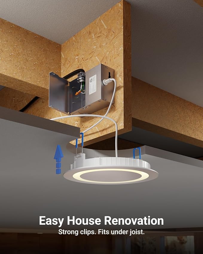 Sunco 12 Pack 6 Inch LED Slim Ultra Thin Canless Lights, Ceiling Recessed Lighting with Metal Junction Box, 900 LM, Selectable CCT 2700K/3000K/4000K/5000K/6000K, 14W, Dimmable ETL