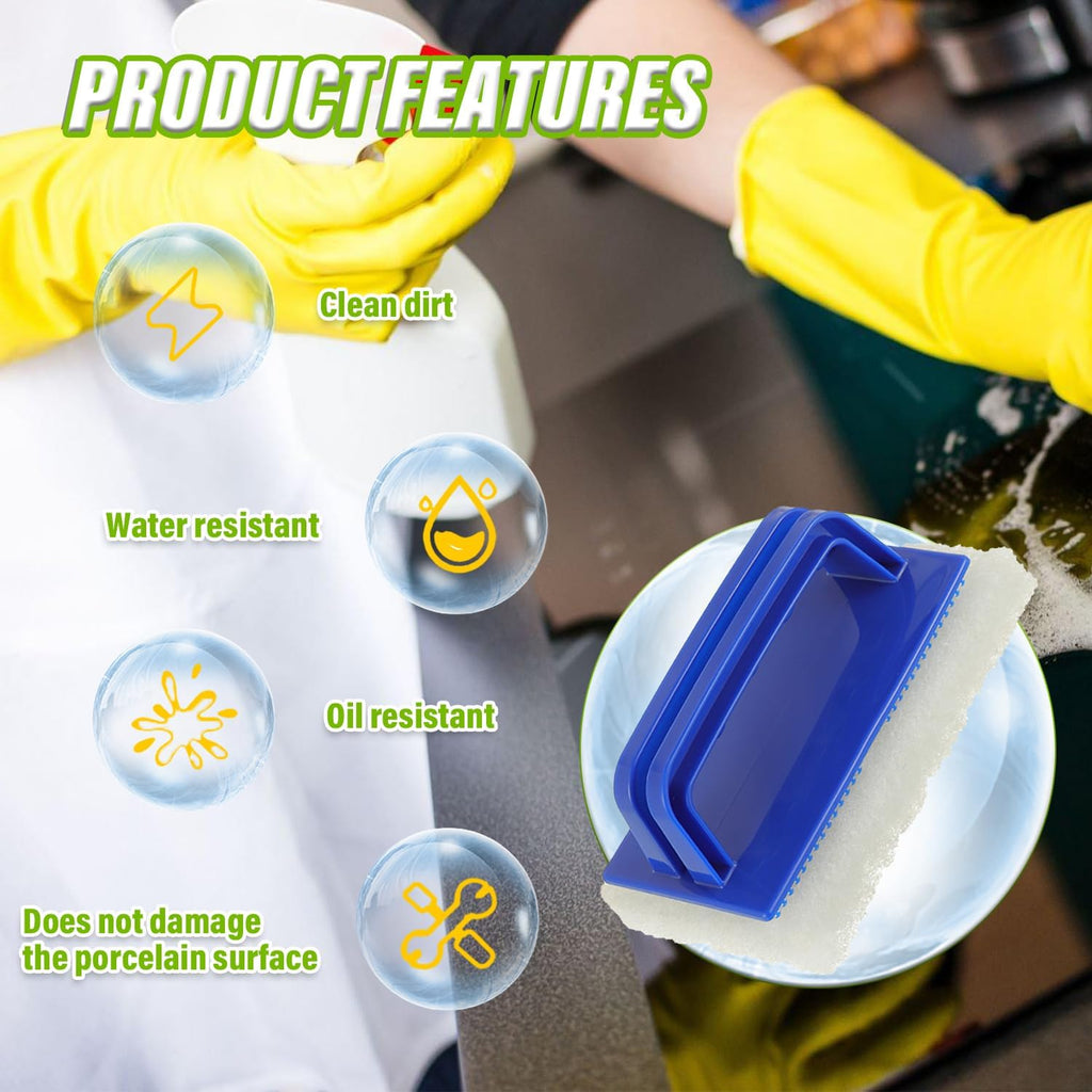 5 Pack Electric Cleaning Brush Pad Kitchen Bathroom Household Cleaning Pad Swimming Pool Wall Cleaning Brush Heavy Duty Griddle Scrubber Scouring Pad and 1 Pack Handle kit(White)