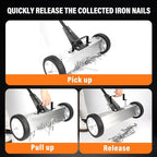 E BAVITE Nail Magnetic Sweeper,24 InchesHeavy Duty Telescopic Magnet Broom Large Rolling Nail Finder Magnet Tools with Wheels Cleanup and Long Adjustable Handle for Construction Yard