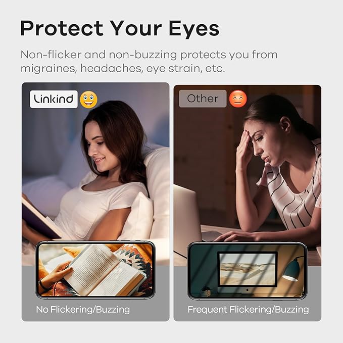 Linkind A19 LED Light Bulbs, 60W Equivalent Dimmable Light Bulbs, 4000K Cool White, 9W 840 Lumens LED Bulbs, E26 Standard Base 120V, Lighting for Bedroom Living Room Home Office, 6 Packs