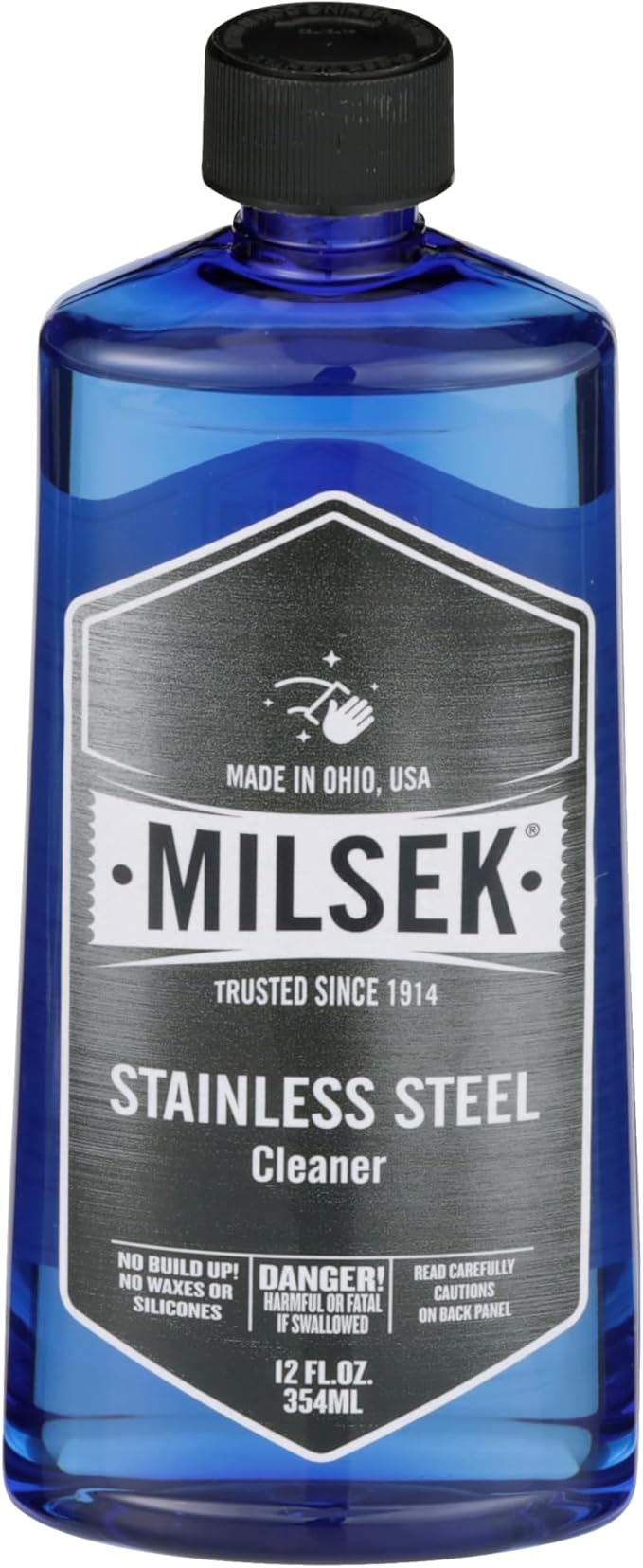 Milsek Stainless Steel Cleaner & Microfiber Cloth, 12-Ounce