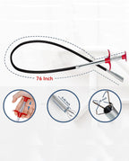 Drain Snake for Hair Clogs, 76 Inch Plumbing Auger Tool with Hook, Sink Snake Drain Clog Remover for Tub Pipes