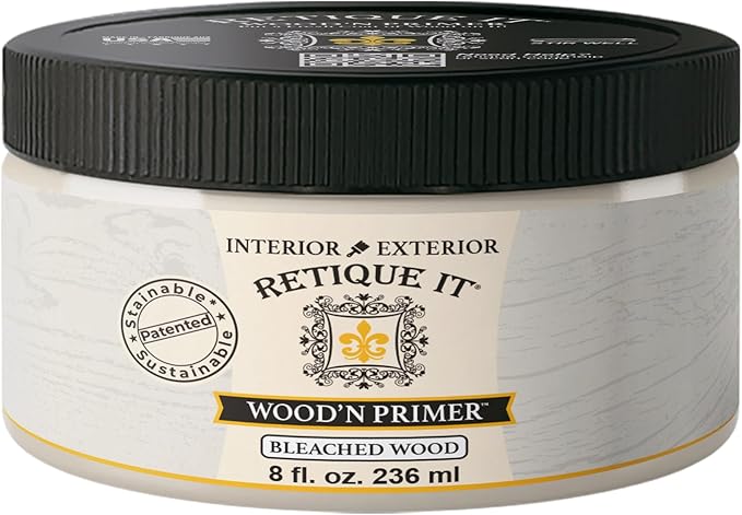 Retique It Wood'n Primer - Paint it then stain it - Stainable Wood Fiber Paint (Bleached Wood, Small)
