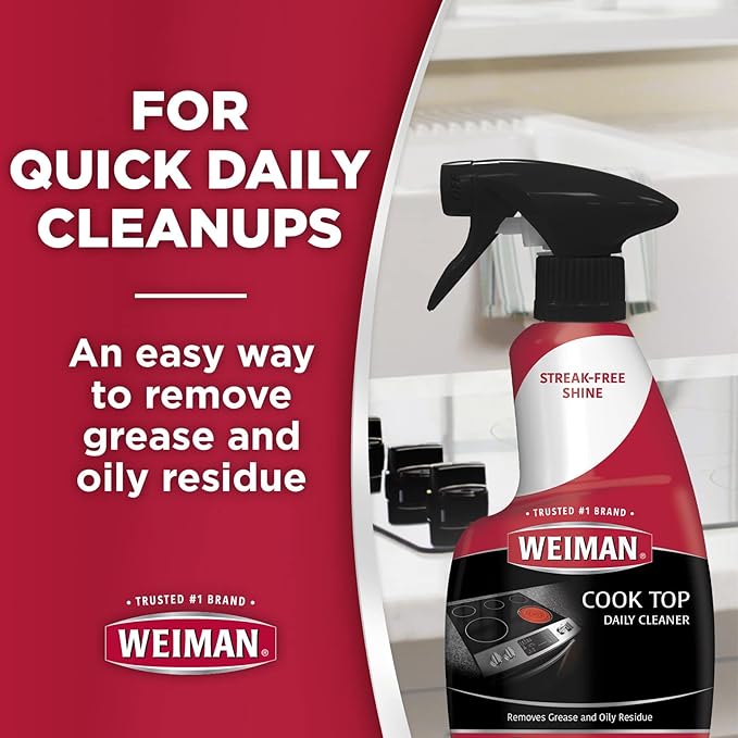 Weiman Stainless Steel Cleaner & Cooktop Daily Cleaner - 12 Ounce - Kitchen Appliance Cleaner Kit