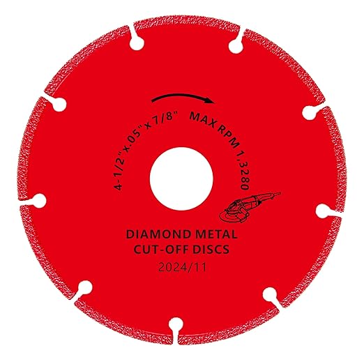 FOXBC 4-1/2 Inch Diamond Cutting Wheel Metal Cut Off for Angle Grinder, 5000+ Cuts on Rebar, Stainless Steel, Angle Iron, 7/8" Arbor - 3 Pack