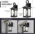 zeyu 14 Inch Outside Exterior Lights Fixture, Black Outdoor Wall Lights with Water Ripple Glass, Die-Cast Aluminum, Black Finish, ZD99B BK-WP