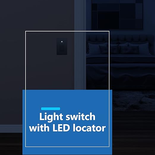 LIDER Minimalist Design Matte Finish Lighted Decorator Switch, Frameless Paddle Switch with Locator Light, Grounding Screw, 3-Way or Single Pole 15A 120V UL Listed LS15-3W-SG5P Space Gray 5 Pack