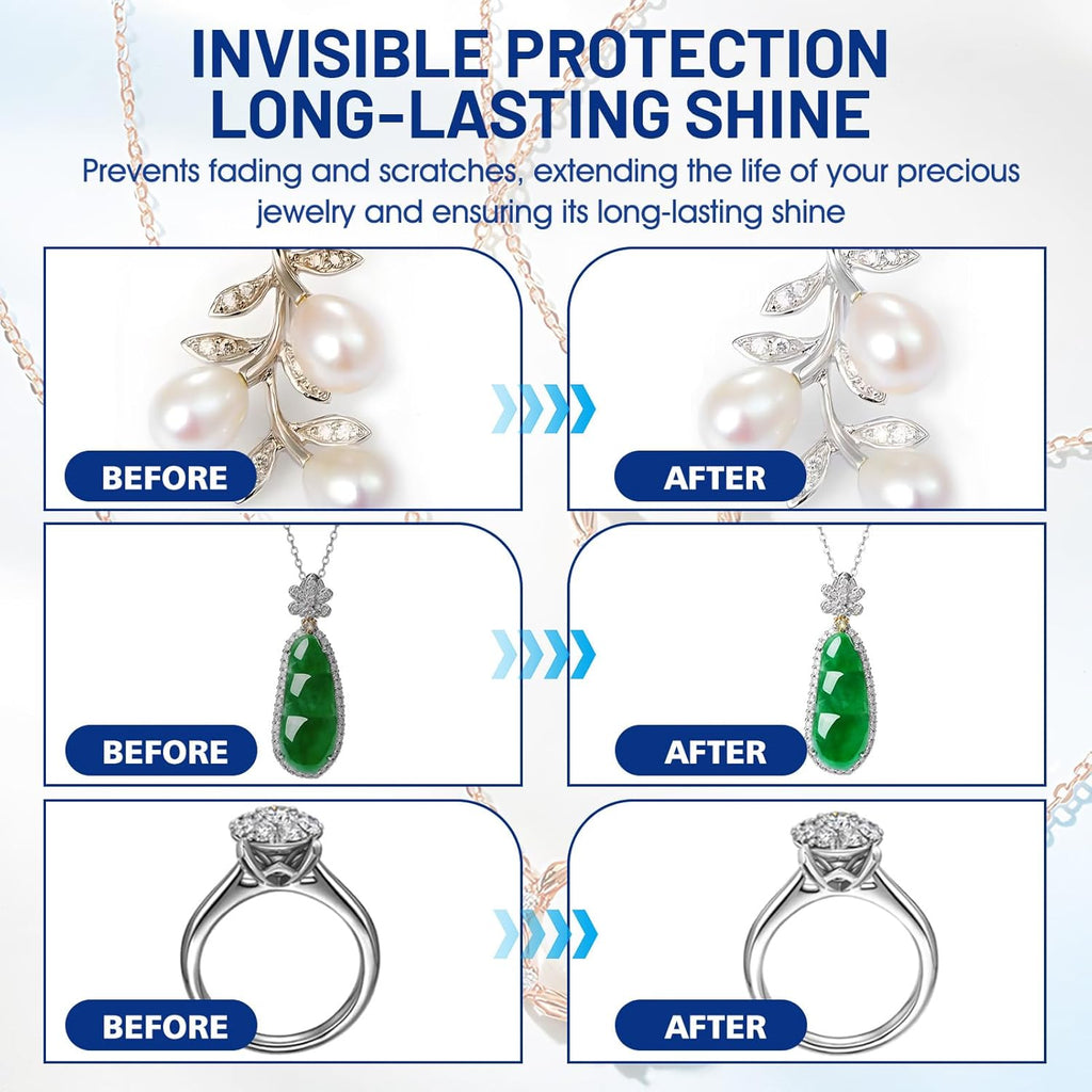 JAOJAO Jewelry Protective Coating, Jewelry Sealant with Brush and Cloth Transparent Texture Prevents Fading and Scratching for Gold Silver Platinum Gold Plating 100ml
