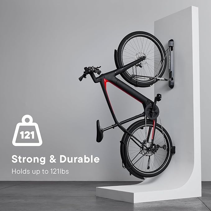 Steadyrack Bike Rack for Road Bikes - The Original Wall Mounted Vertical Bike Storage - Fits Narrow Tires - Space Saving Pivot Design - Heavy-Duty Steel Rack for Indoor Garage, Apartment or Home Use