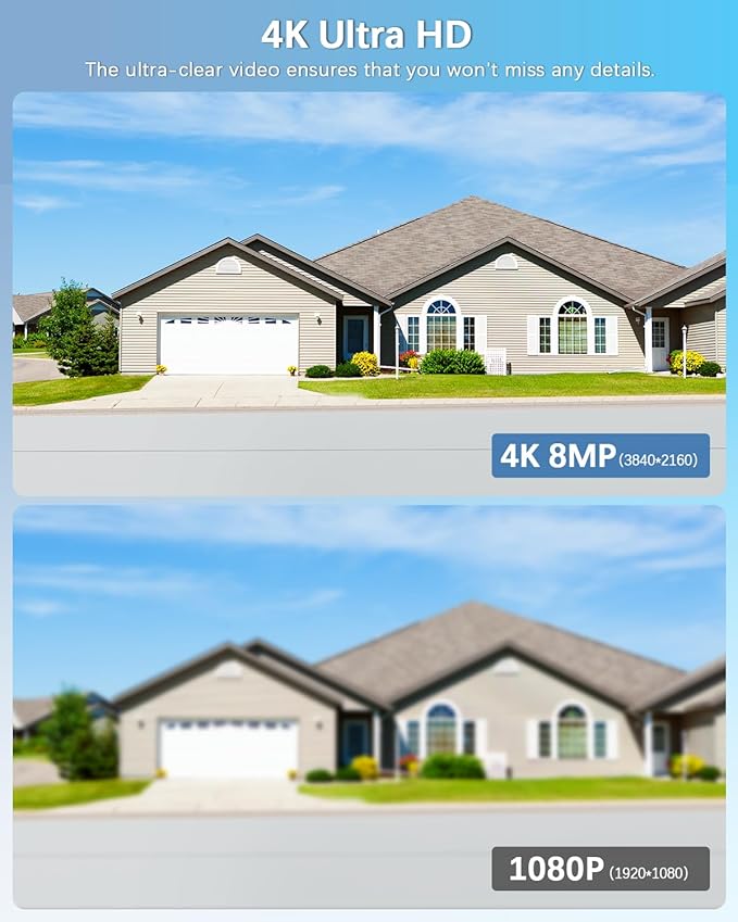 【2-Way Audio】 Wired Security Camera System, Home Video Security Cameras Systems, Outdoor POE IP Cameras Surveillance DVR Kits