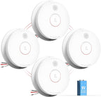 SITERWELL Smoke Detector, Hardwired Interconnected Smoke Detector, Photoelectric Smoke Alarm with 9V Backup Battery, Fire Alarm with Test/Silence Button, UL217-10th Listed, GS562A, 4 Packs