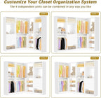 Unikito 86” Closet System, Large Corner Closets Organizer with Hanging Rods and Mirror Design, Freestanding Adjustable Wood Clothes Garment Rack with Drawers, Sturdy Walk in Closet Tower, White