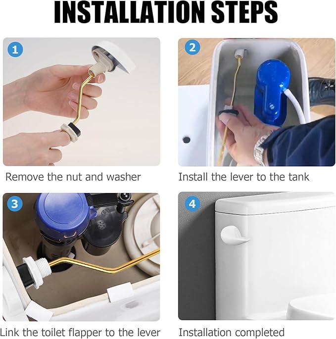 Compatible with TOTO Toilet Handle Replacement Parts Kit, Universal THU068#CP Trip Lvr for St743S Side Mount Toilet Flush Tank Lever Handle for TOTO Kohler Toilet Tank, 1-Pack Bright White