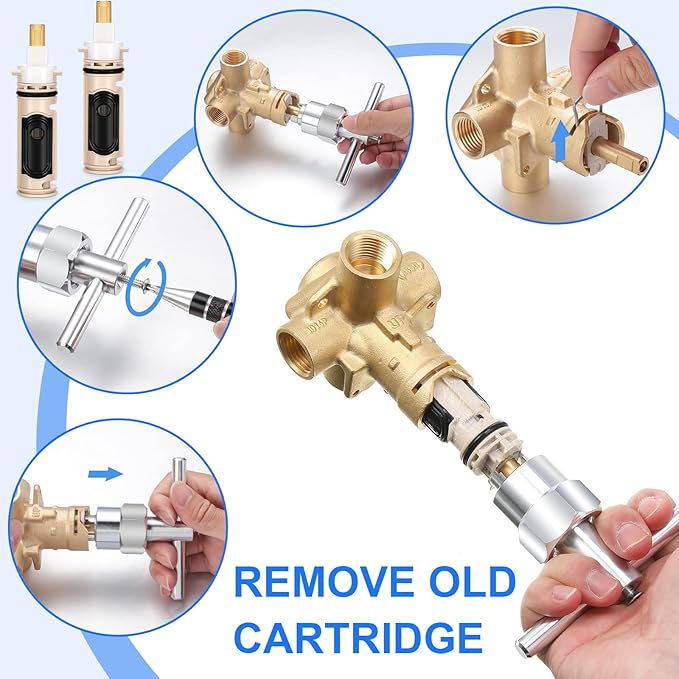 Qunclay 10 Pack Handle Faucets Tub Bathtub Shower Cartridge Replacement Tool Brass and Plastic Shower Part Compatible with Moen 1222 Replacement Cartridge Kit