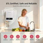 14kW Tankless Water Heater Electric, MIZUDO 240 Volt Instant Hot Water Heater, Up to 3.4 GPM for 2-3 Point of Use, with LED Digital Display, ETL Certified