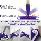 Mops for Floor Cleaning, Wet and Dry Spray Mop with Refillable Spray Bottle and 3 Washable Microfiber Pads Home or Commercial Use Flat Mop for Hardwood Laminate Wood Ceramic, Purple