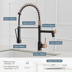 Matte Black Kitchen Faucet AIMADI,Commercial Kitchen Faucets Single Handle Single Hole Spring Rose Gold Kitchen Faucet with Pull Down Sprayer Black